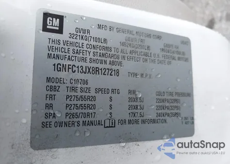 2008 Chevrolet Tahoe Ltz из США, поврежденный, VIN 1GNFC13JX8R127218